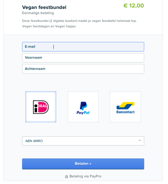 Betaalpagina paypro