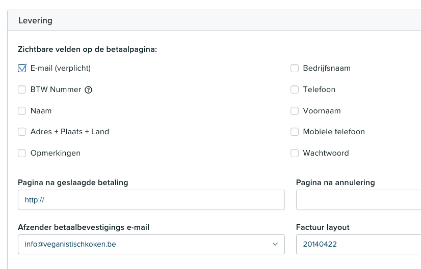 klantgegevens voor betaalpagina paypro