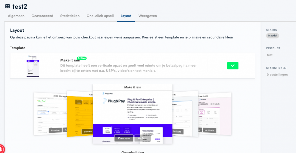 Plug & Pay templates voor betaalpagina's