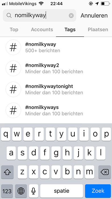 Instagram - zoeken op hashtag