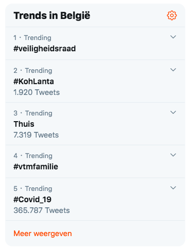 Trending hashtags op twitter
