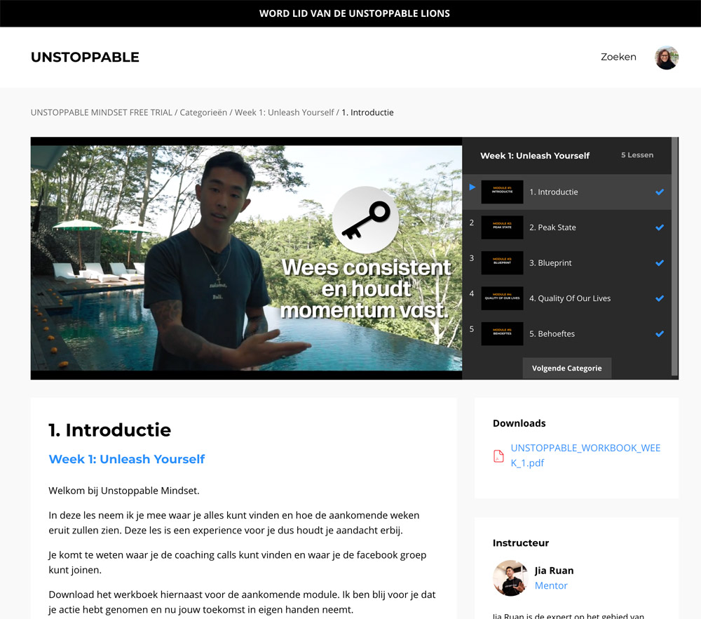 Unstoppable mindset - cursus review (Jia Ruan)