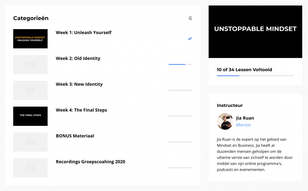 Unstoppable mindset - inhoud van de cursus