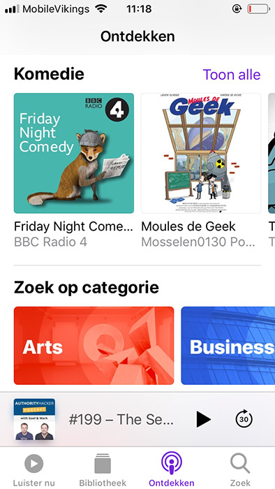 podcast ontdekken iPhone