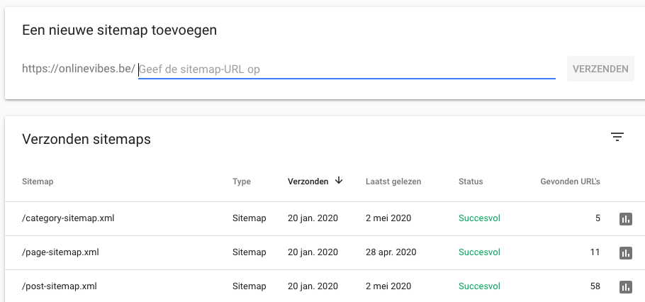Sitemap indienen bij Google via Search Console
