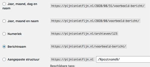 Permalinks aanpassen in WordPress