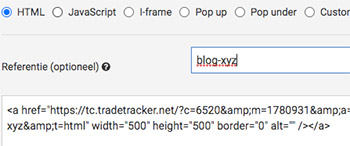 Affiliate code genereren voor de banner