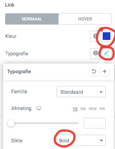 Layout van de ilnk aanpassen