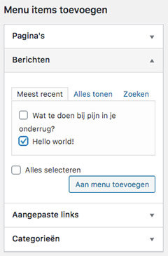Menu-item toevoegen in WordPress