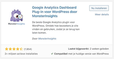 Monsterinsights installeren