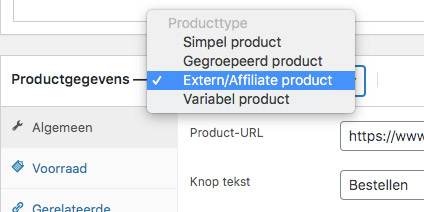 Affiliate product in woocommerce