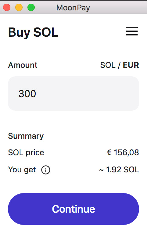 Solana aankopen via Phantom Wallet en Moonpay