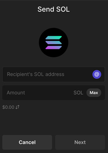 SOL versturen via Phantom wallet