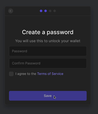 Wachtwoord aanmaken Phantom wallet