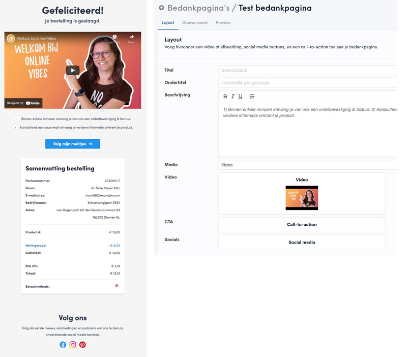 Bedanktpagina Plug and Pay