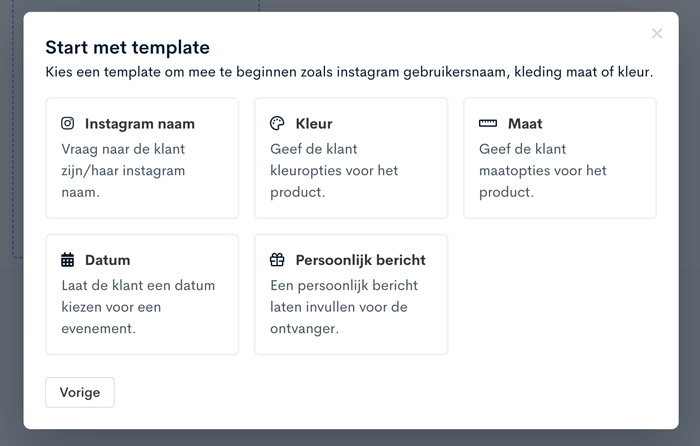 Gepersonaliseerde velden aanmaken via een template