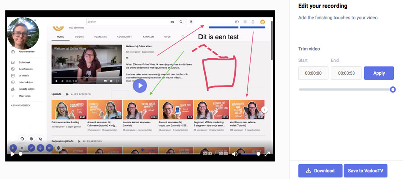 Screen recording met chrome extentie