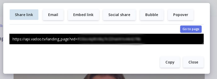 Video's delen via Vadoo op je website, social media, bubble of popover