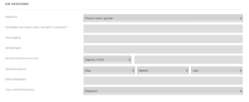 Gegevens account invullen